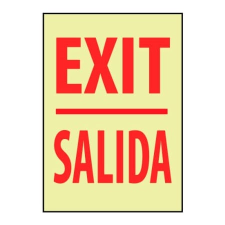 National Marker Co Glow Sign Rigid Plastic - Exit/Salida Bilingual GL30RC